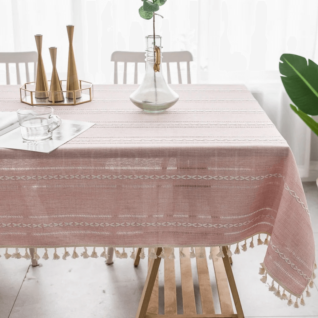 Toalha de Mesa Retangular em Linho de Algodão