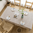 Toalha de Mesa Xadrez 3D com Franja – Estilo e Charme para sua Mesa