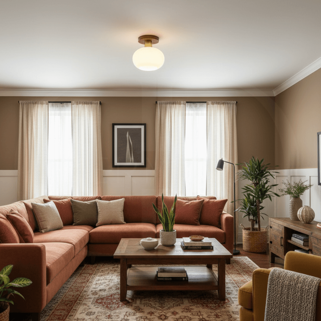 Modern Wooden Pendant Light with Frosted Glass – Minimalist Ceiling Lamp for Living Room, Kitchen & Dining