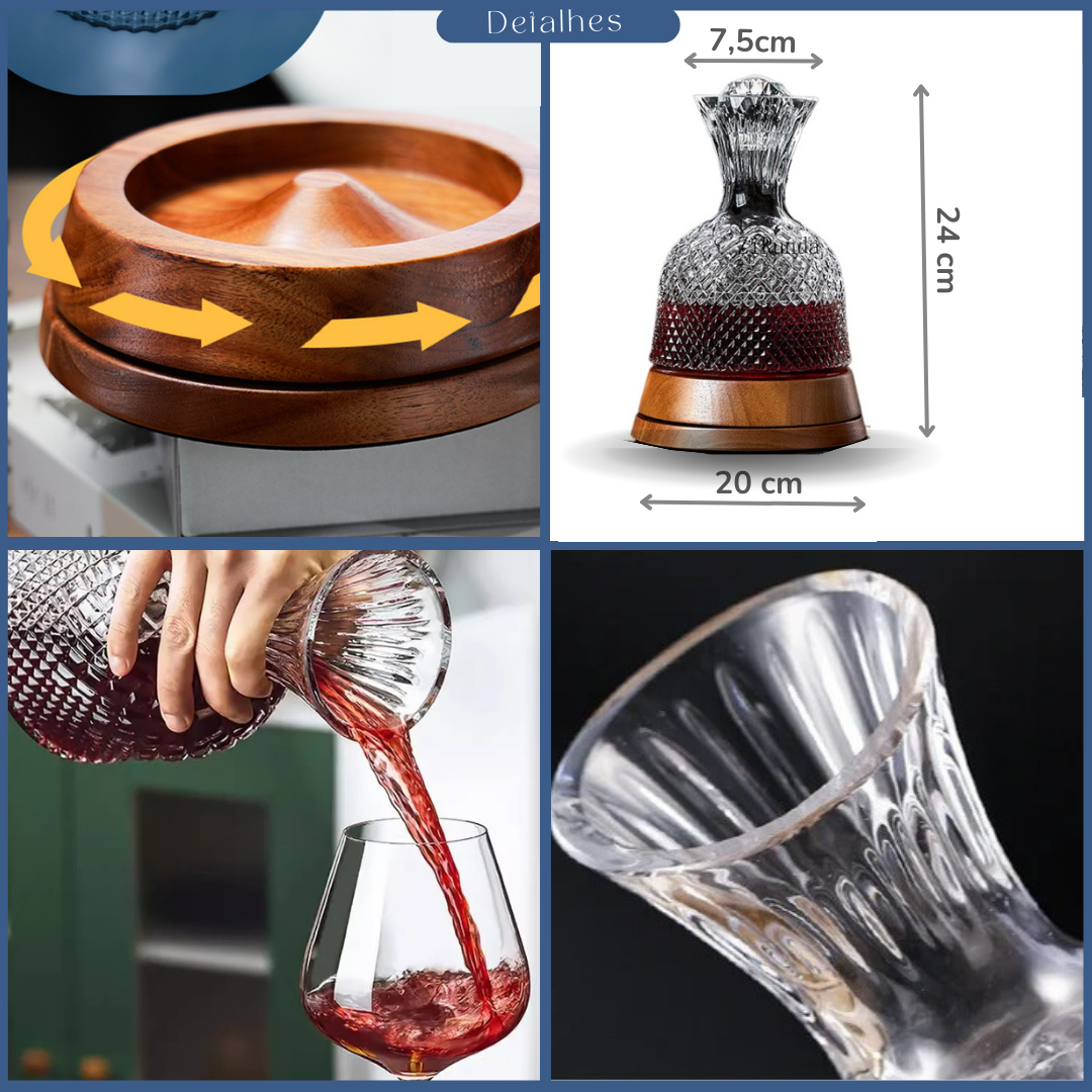 Decanter de Vinho - Cristal com Base Giratória