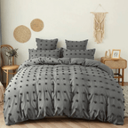 Jogo de Cama Dupla Face com Detalhes Tufted e Pompons