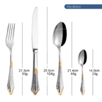 Conjunto de Talheres Luxo Dourado -  Cabo Bordado