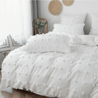 Jogo de Cama Dupla Face com Detalhes Tufted e Pompons