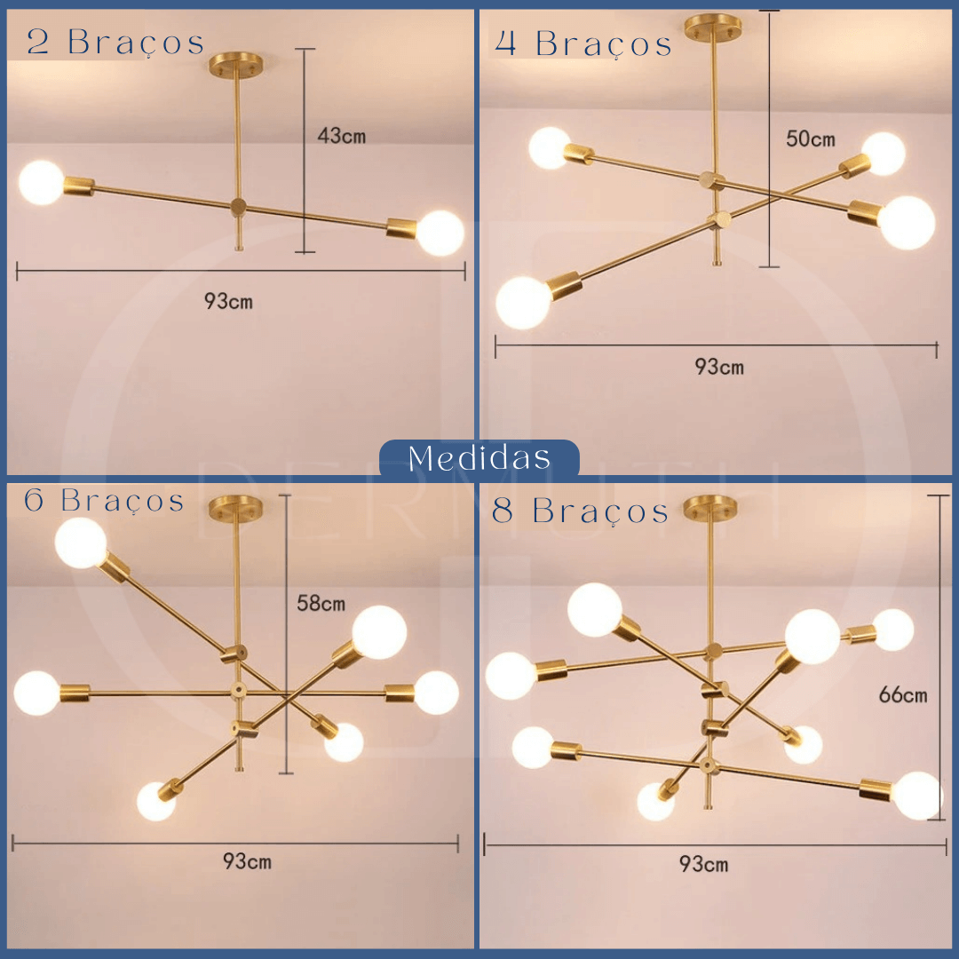 Lustre Moderno Dourado Luxuoso
