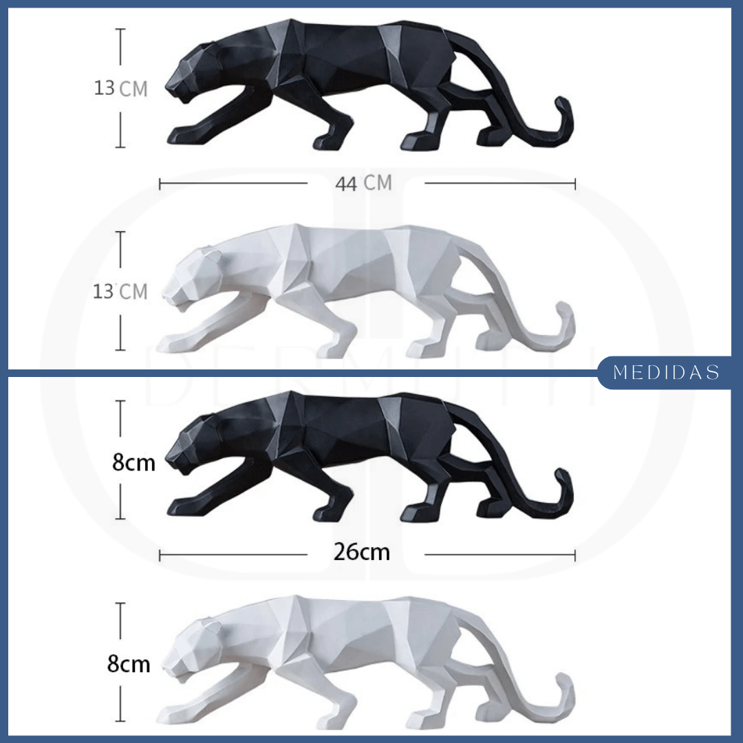 Escultura de Pantera Geométrica em Resina
