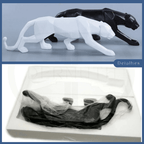 Escultura de Pantera Geométrica em Resina