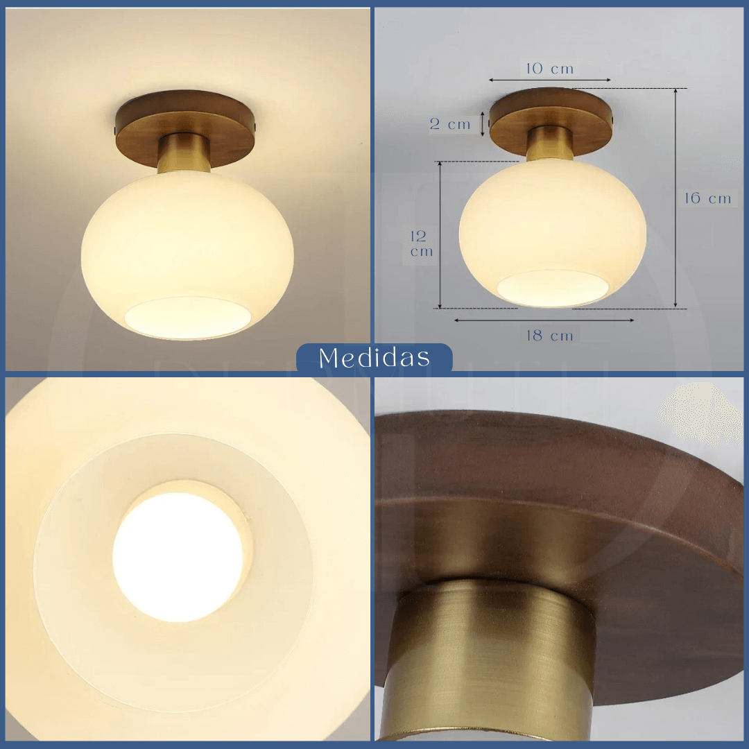 Modern Wooden Pendant Light with Frosted Glass – Minimalist Ceiling Lamp for Living Room, Kitchen & Dining