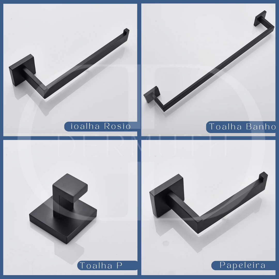 Kit de Acessórios para Banheiro em Aço Inox