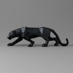 Escultura de Pantera Geométrica em Resina