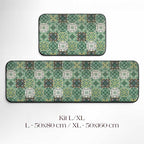 Waterproof Kitchen Mat Green Tiles