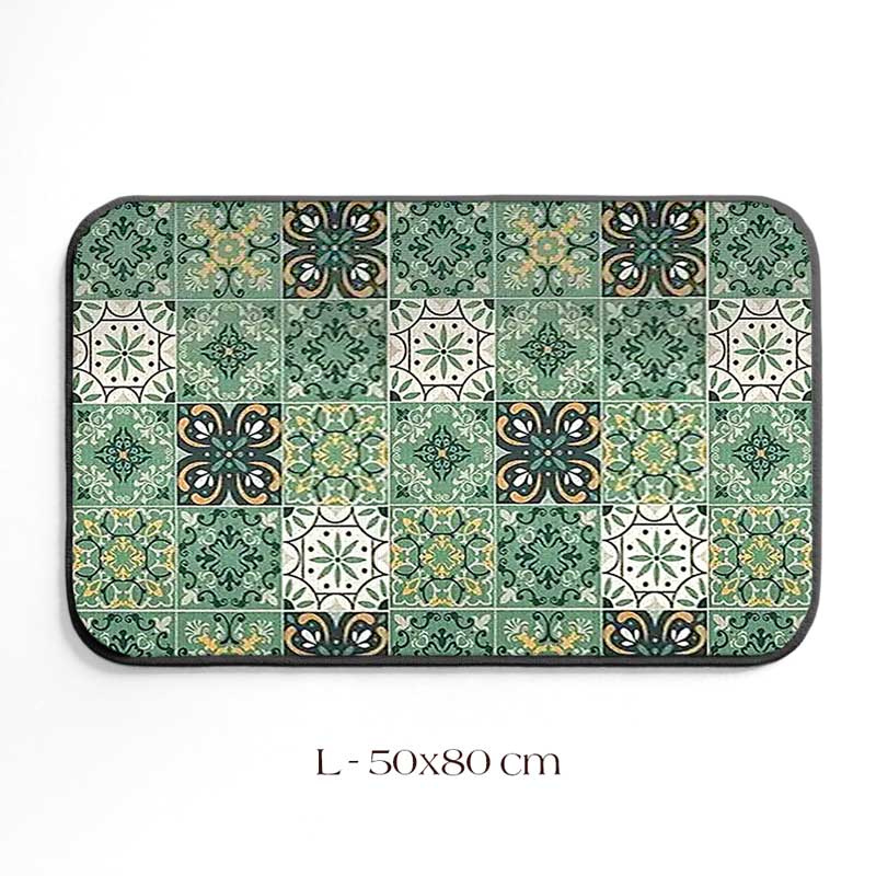 Waterproof Kitchen Mat Green Tiles