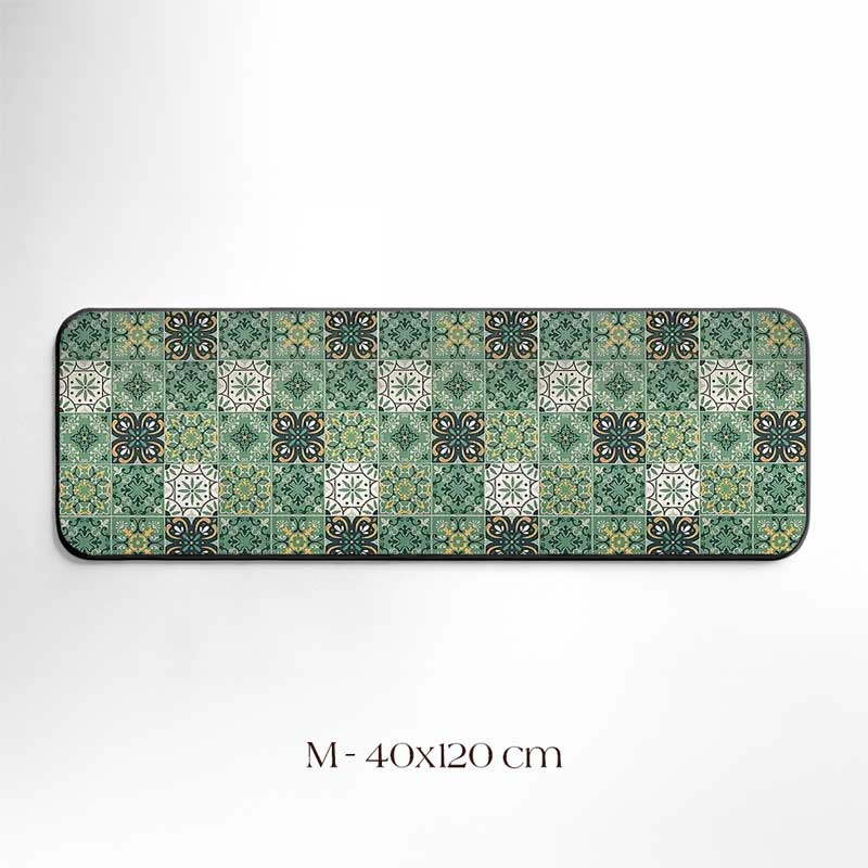 Waterproof Kitchen Mat Green Tiles