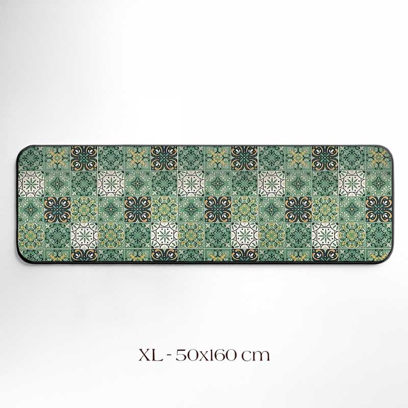 Waterproof Kitchen Mat Green Tiles