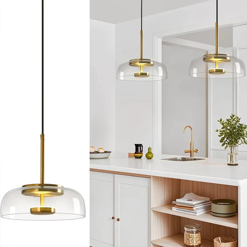 Modern Glass Dome Pendant Light – Elegant Hanging Ceiling Lamp for Kitchen, Dining & Living Room