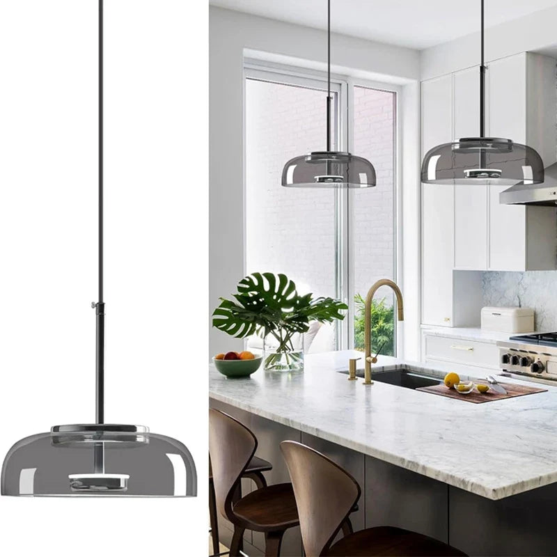 Modern Glass Dome Pendant Light – Elegant Hanging Ceiling Lamp for Kitchen, Dining & Living Room