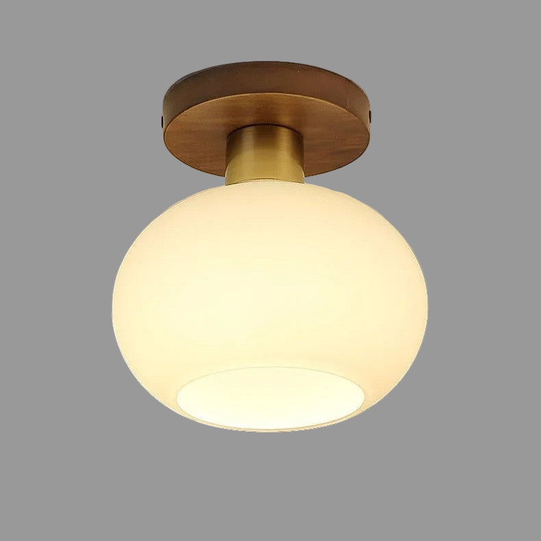 Modern Wooden Pendant Light with Frosted Glass – Minimalist Ceiling Lamp for Living Room, Kitchen & Dining