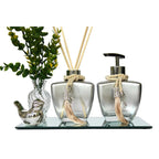 Kit Lavabo Vidro Estrela Super Luxo Difusor E Saboneteira C/ Bandeja + Enfeite