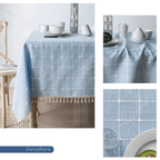 Toalha de Mesa Xadrez 3D com Franja – Estilo e Charme para sua Mesa