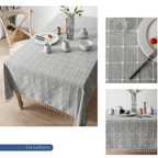 Toalha de Mesa Xadrez 3D com Franja – Estilo e Charme para sua Mesa