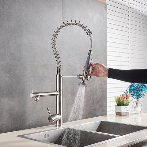 Torneira Gourmet Para Cozinha Dual Mola Spray Monocomando Bica Alta Troia