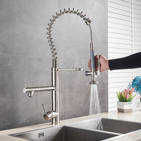 Torneira Gourmet Para Cozinha Dual Mola Spray Monocomando Bica Alta Troia