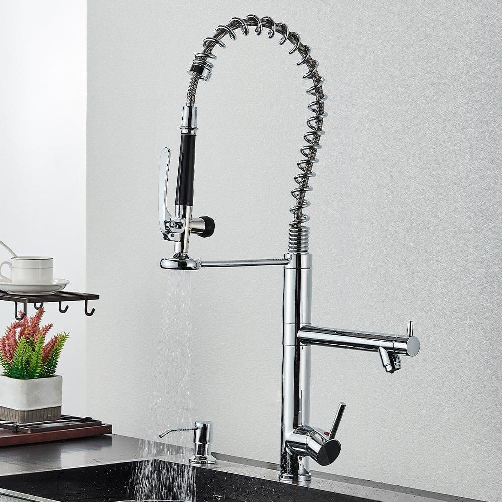 Torneira Gourmet Para Cozinha Dual Mola Spray Monocomando Bica Alta Troia