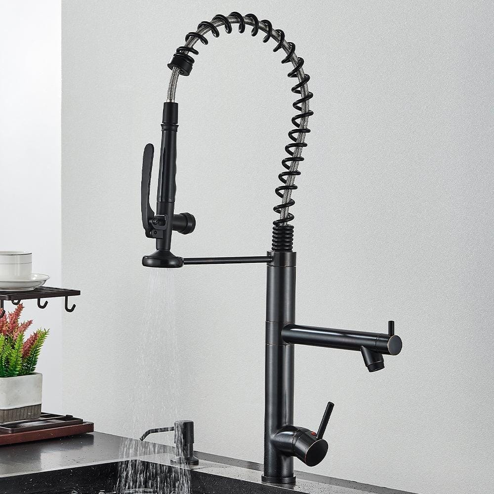 Torneira Gourmet Para Cozinha Dual Mola Spray Monocomando Bica Alta Troia