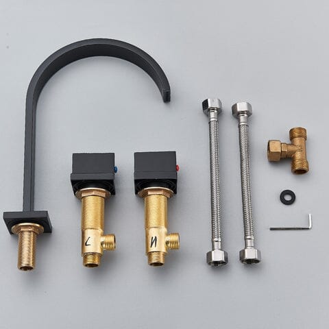 Torneira Moderna Duplo Comando Folt Lavatório 3 peças Misturador