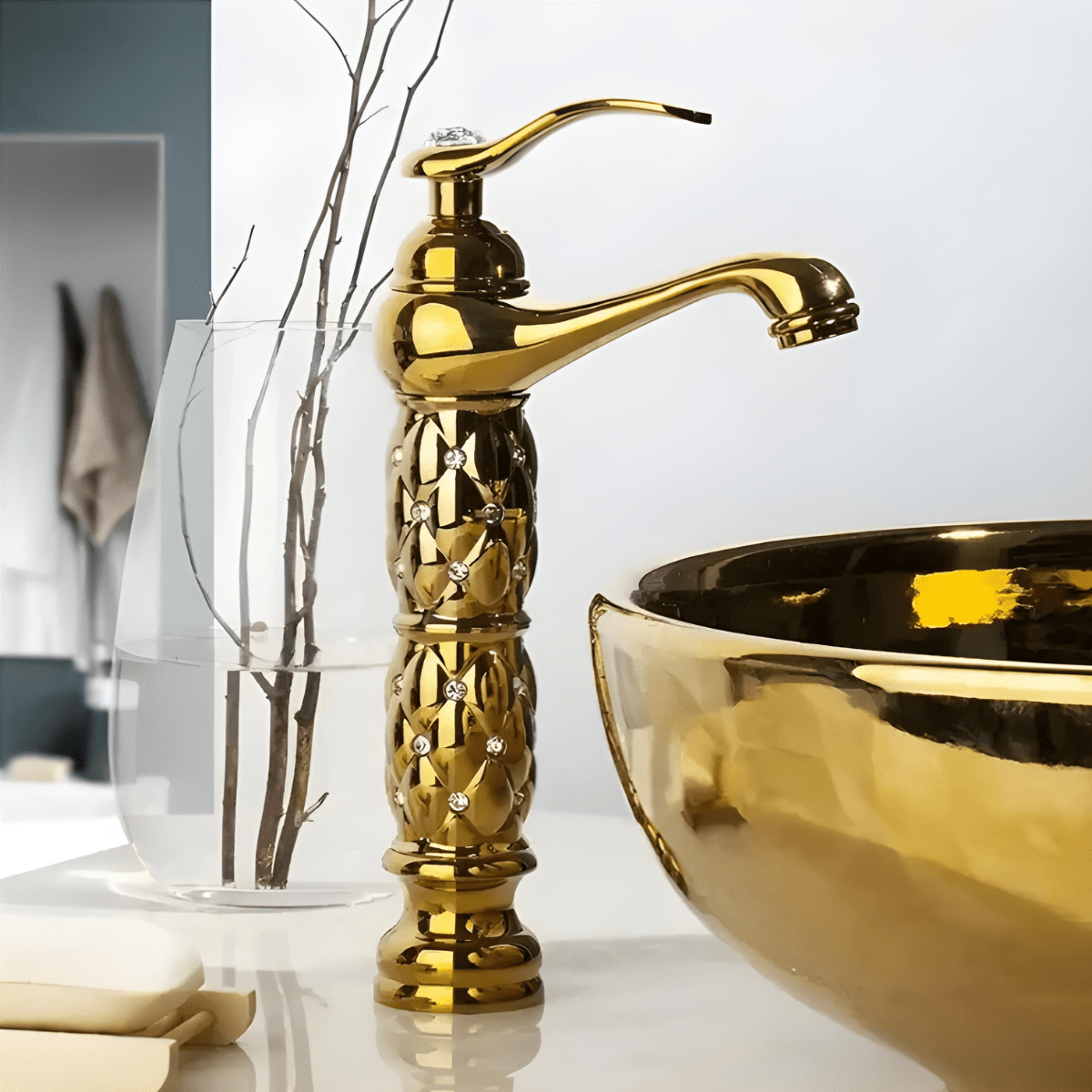 Torneira Para Banheiro Monocomando Com Cristais Siren